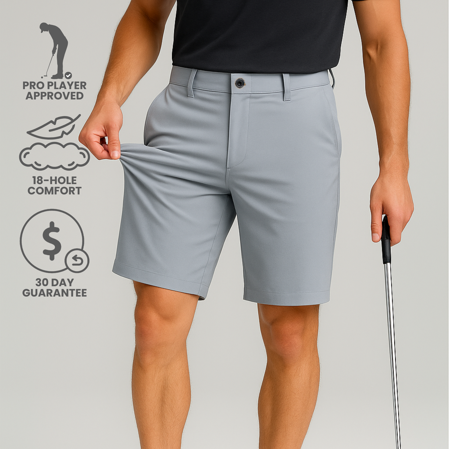 PRO STRETCH GOLF SHORTS - LIGHT GREY
